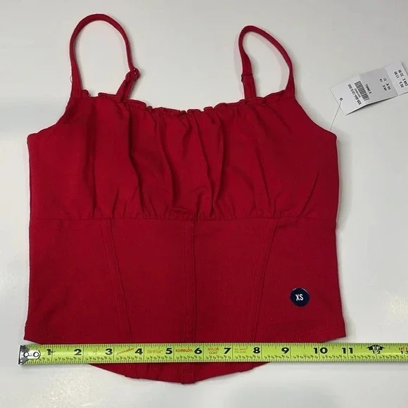Hollister Red crop corset tank top Women juniors extra small XS ruched boning - Picture 5 of 13